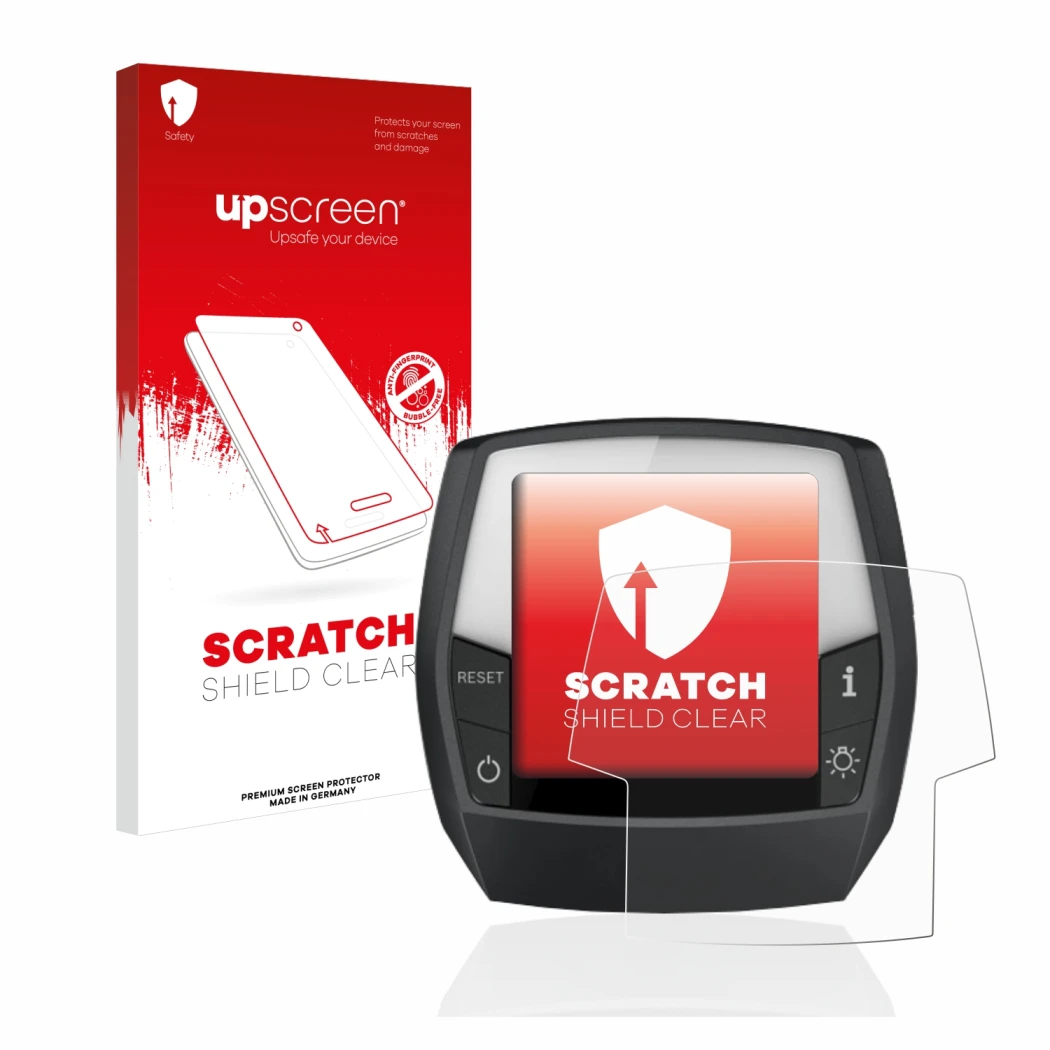 Front side of a product packaging with the brand logo upscreen. Next to it is the device Bosch Intuvia Performance Line shown