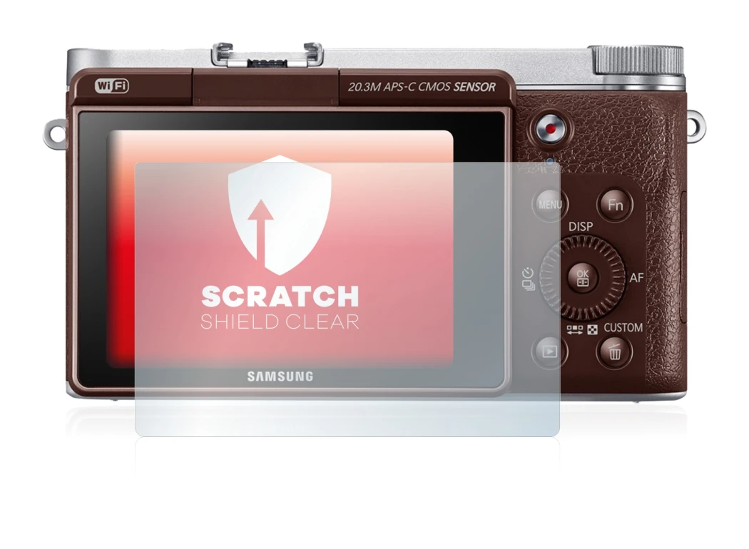 Image of the device Samsung NX3000 with a wide variety of screen protectors.