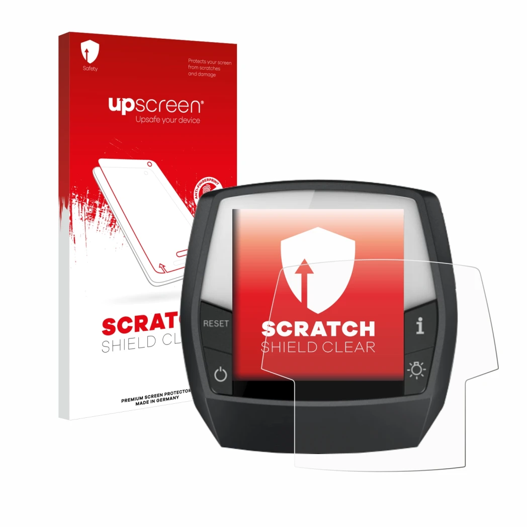 Front side of a product packaging with the brand logo upscreen. Next to it is the device Bosch Intuvia Active Line shown with 