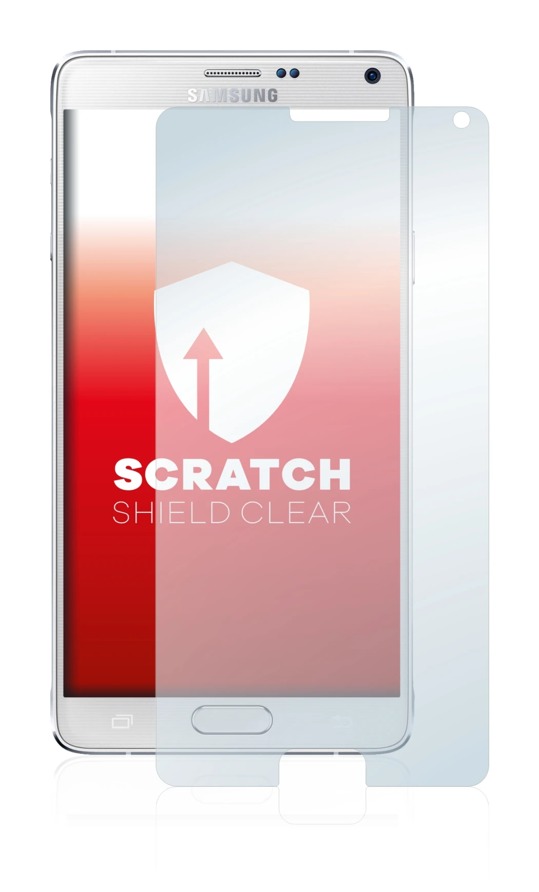 Image of the device Samsung Galaxy Note 4 with a wide variety of screen protectors.