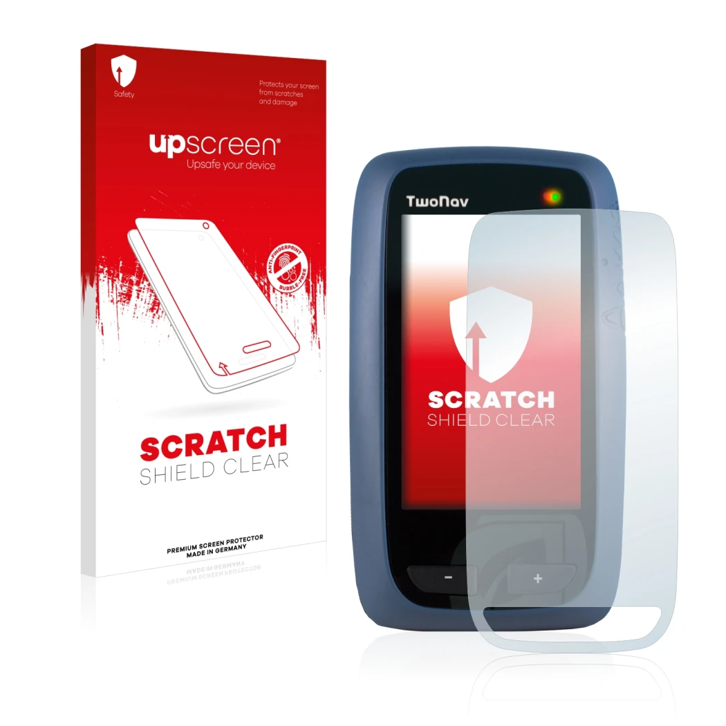 Front side of a product packaging with the brand logo upscreen. Next to it is the device CompeGPS TwoNav Anima shown with the