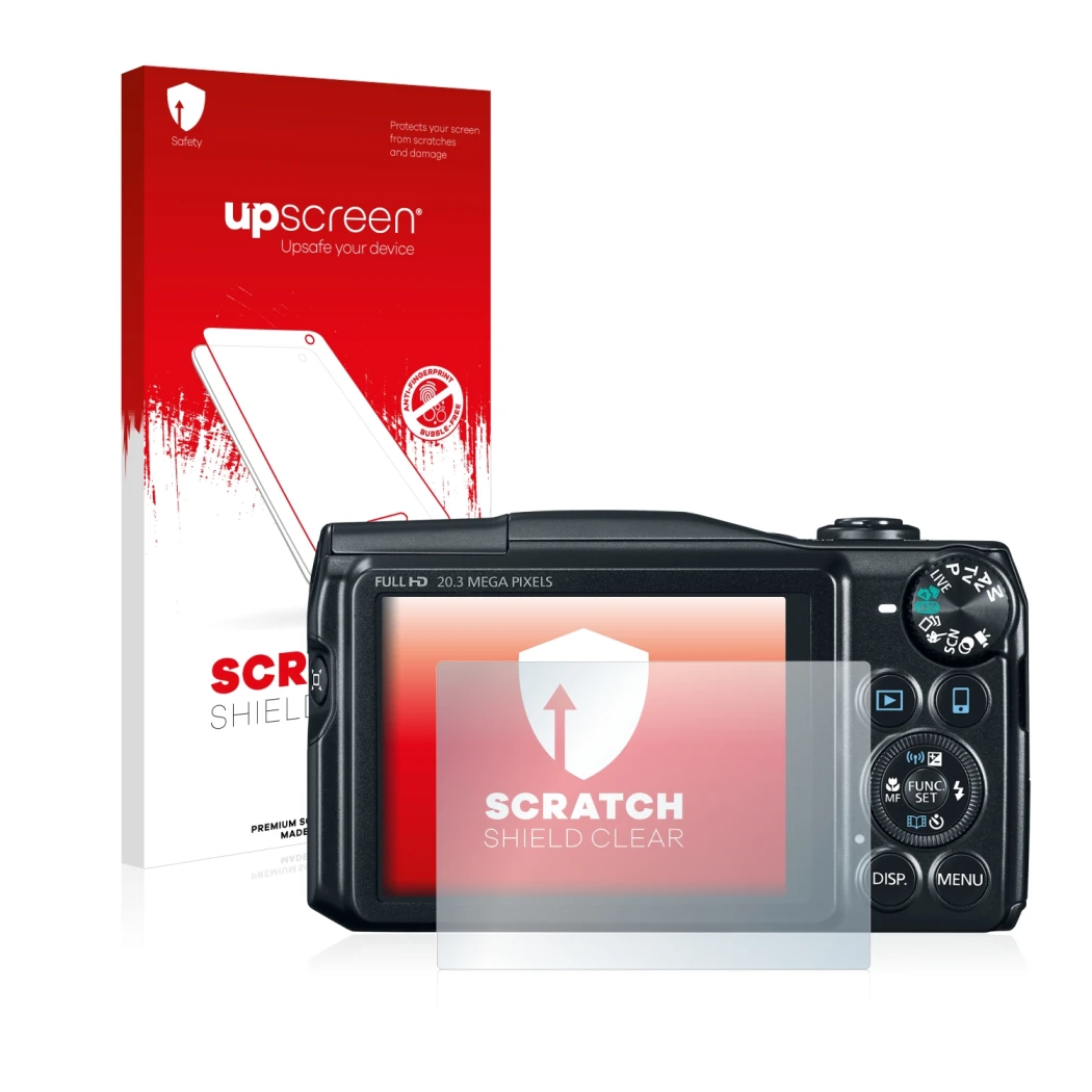Front side of a product packaging with the brand logo upscreen. Next to it is the device Canon PowerShot SX710 HS shown with t