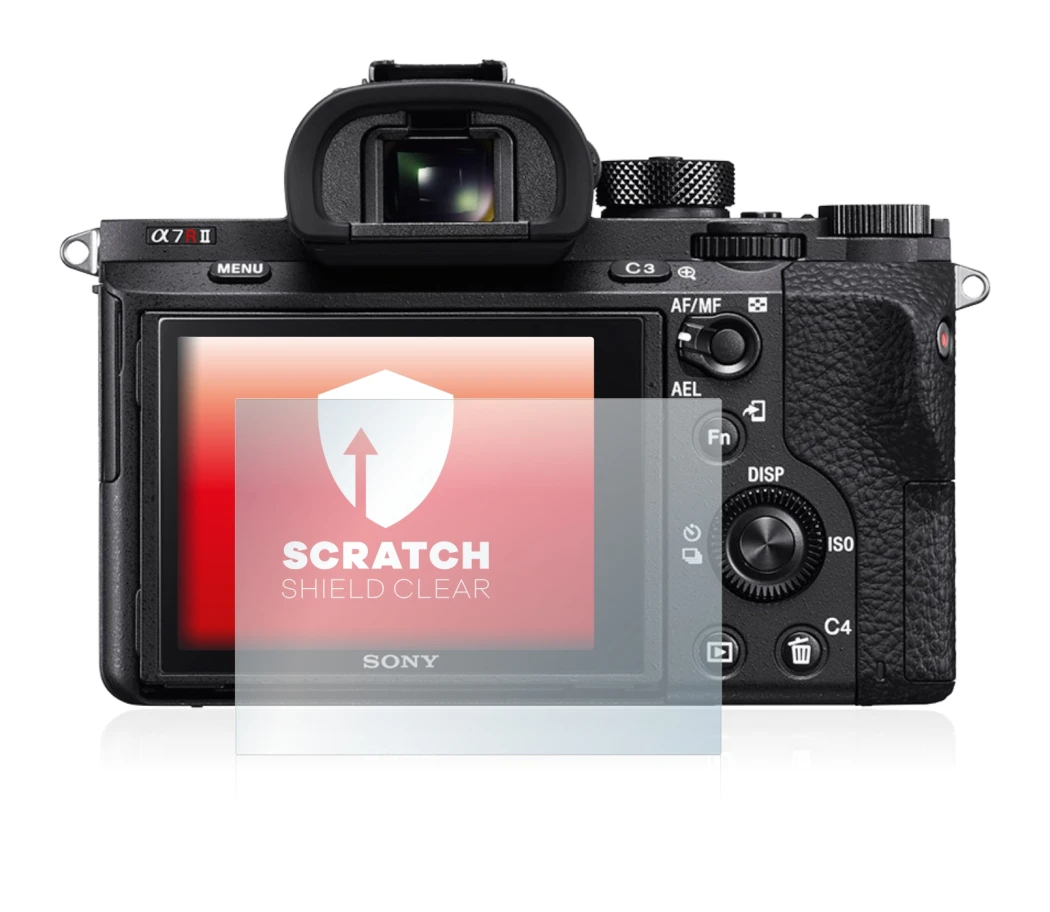 Image of the device Sony Alpha 7R II with a wide variety of screen protectors.