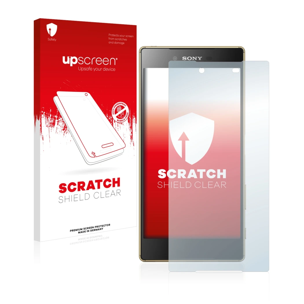 Front side of a product packaging with the brand logo upscreen. Next to it is the device Sony Xperia Z5 Premium shown with the