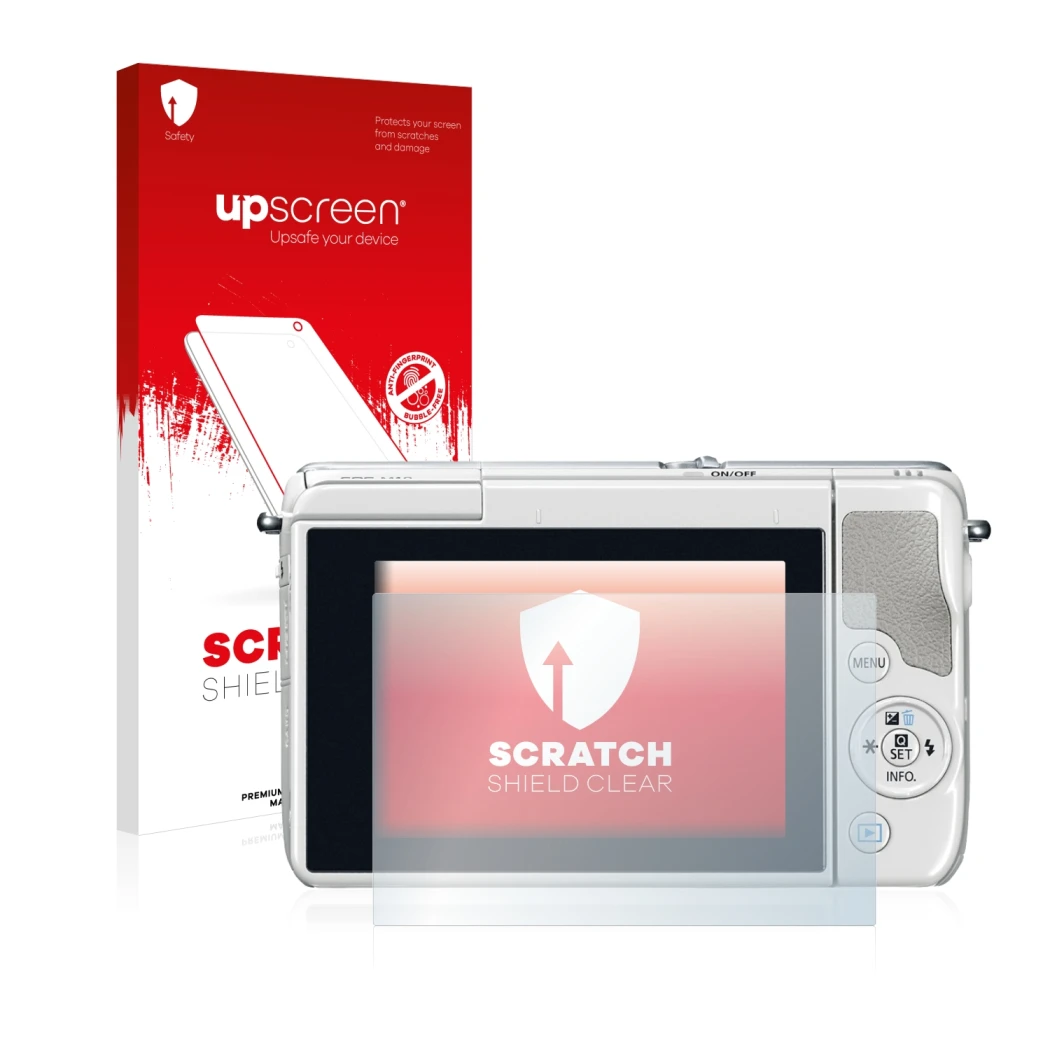 Front side of a product packaging with the brand logo upscreen. Next to it is the device Canon EOS M10 shown with the correspo