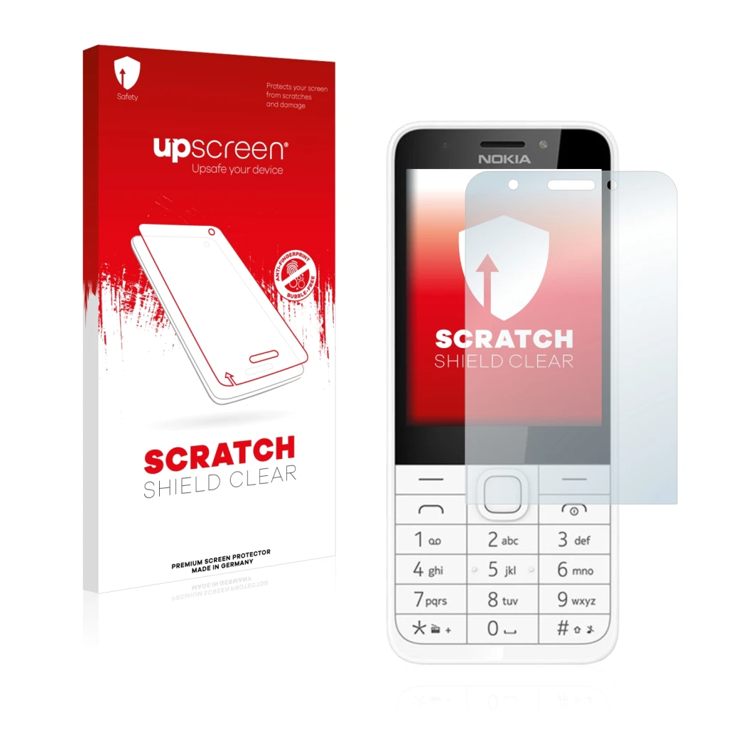 Front side of a product packaging with the brand logo upscreen. Next to it is the device Nokia 230 shown with the correspondin