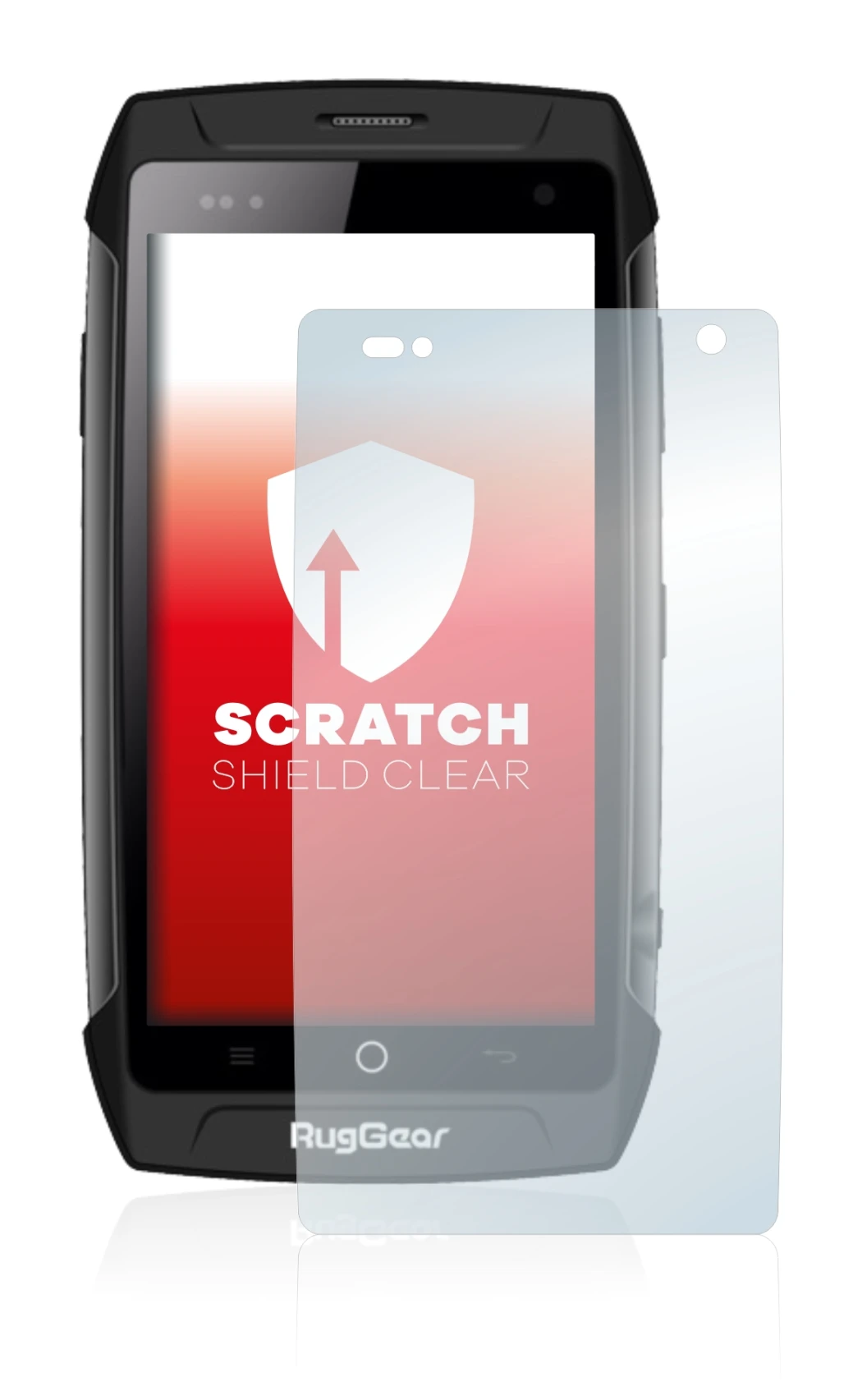 Image of the device RugGear RG730 with a wide variety of screen protectors.