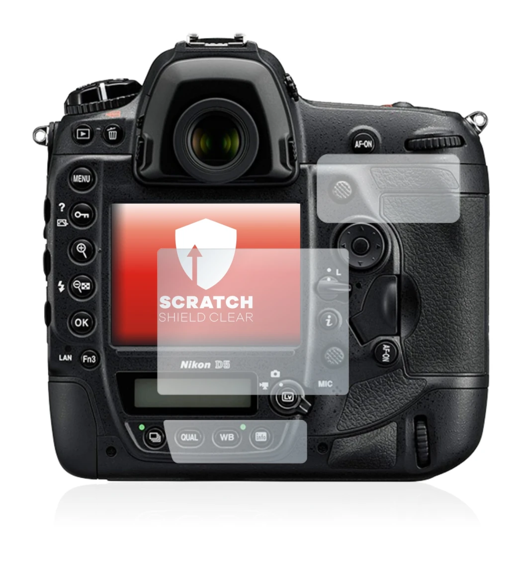 Image of the device Nikon D5 with a wide variety of screen protectors.