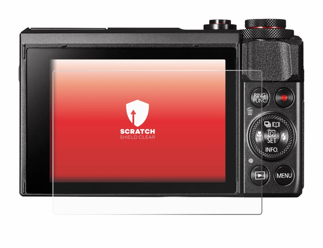 Image of the device Canon PowerShot G7 X Mark II with a wide variety of screen protectors.