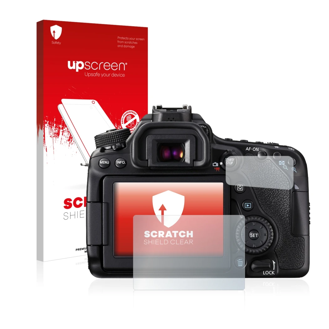 Front side of a product packaging with the brand logo upscreen. Next to it is the device Canon EOS 80D shown with the correspo