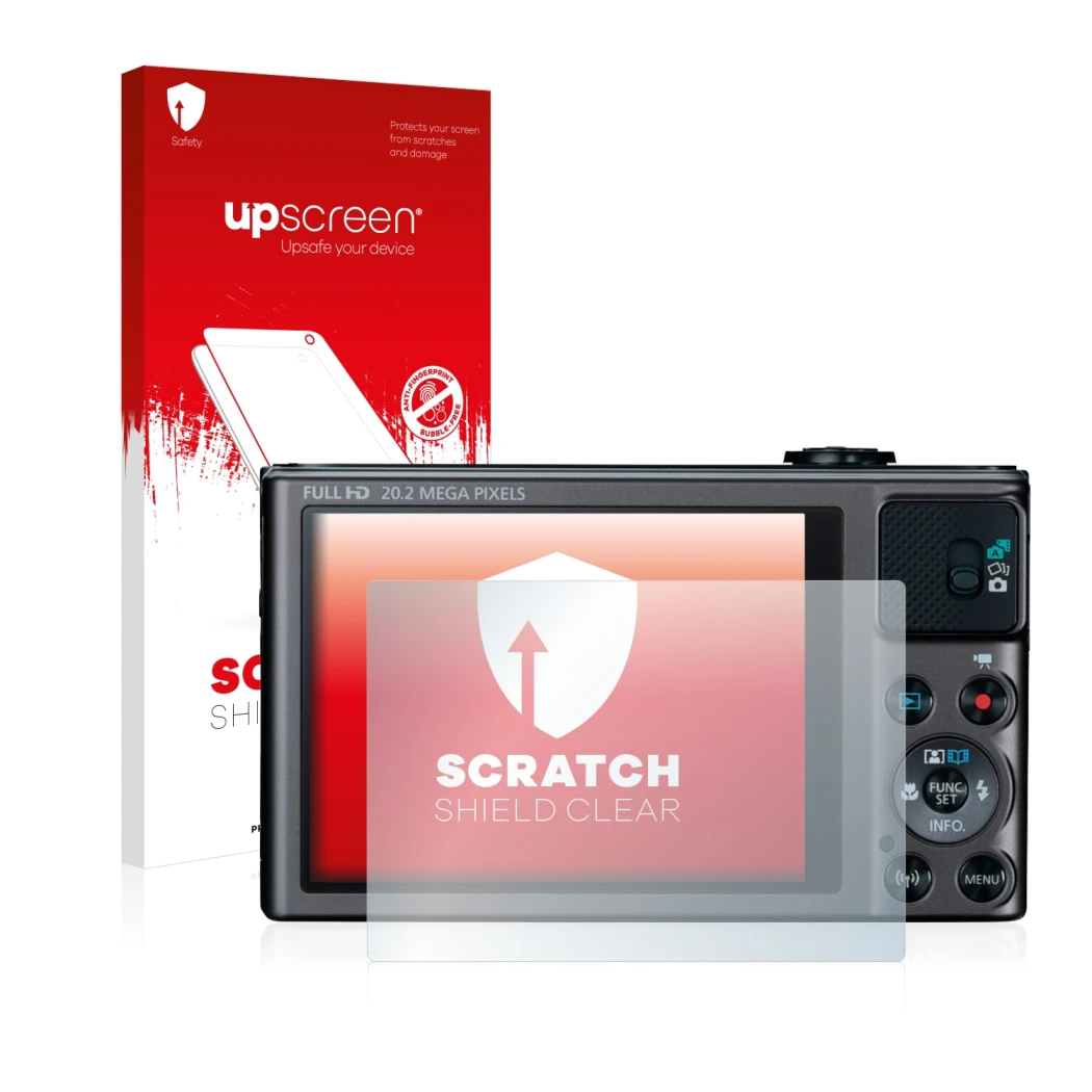 Front side of a product packaging with the brand logo upscreen. Next to it is the device Canon PowerShot SX620 HS shown with t