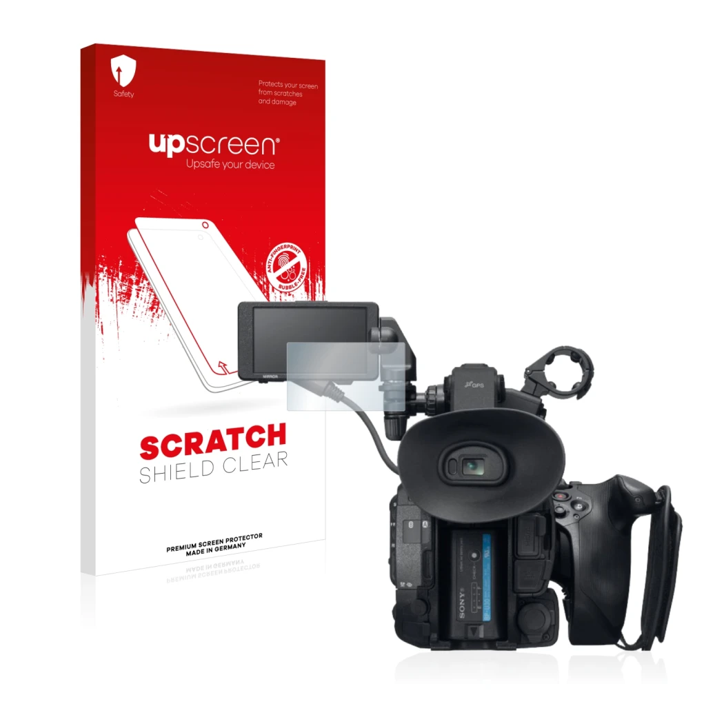 Front side of a product packaging with the brand logo upscreen. Next to it is the device Sony PXW-FS5 shown with the correspon