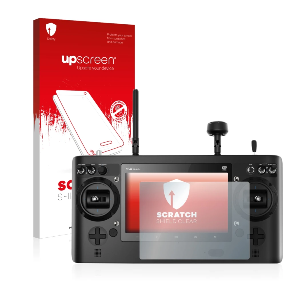 Front side of a product packaging with the brand logo upscreen. Next to it is the device Yuneec ST16 shown with the correspond