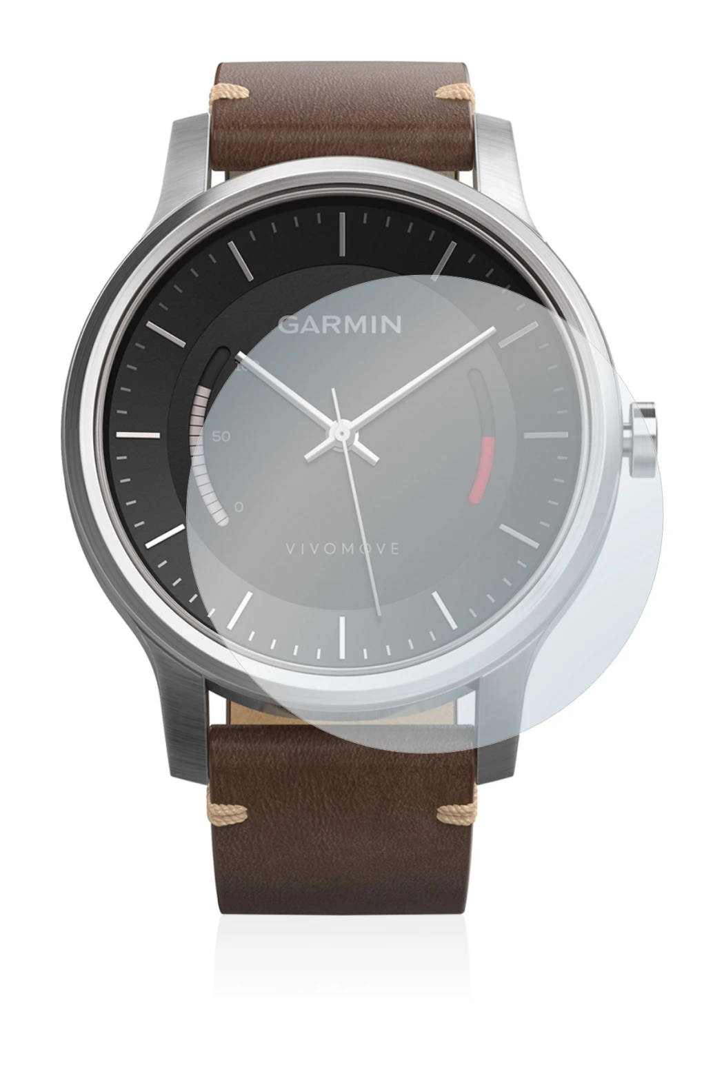 Image of the device Garmin vivomove with a wide variety of screen protectors.