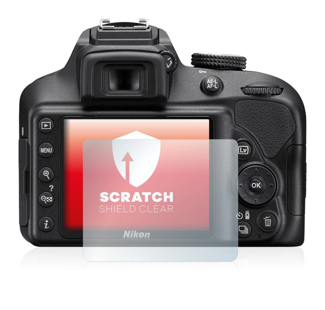 Image of the device Nikon D3400 with a wide variety of screen protectors.