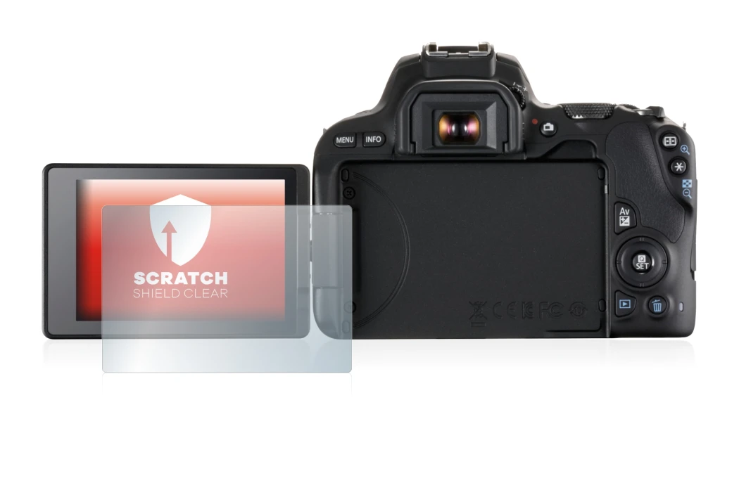 Image of the device Canon EOS 200D with a wide variety of screen protectors.