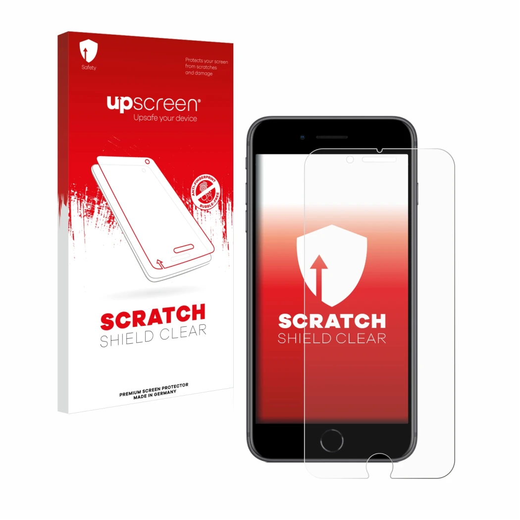 Front side of a product packaging with the brand logo upscreen. Next to it is the device Apple iPhone 8 Plus shown with the co