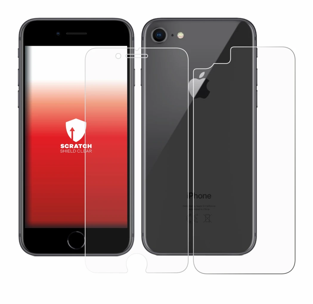 Image of the device Apple iPhone 8 (Front+Back) with a wide variety of screen protectors.