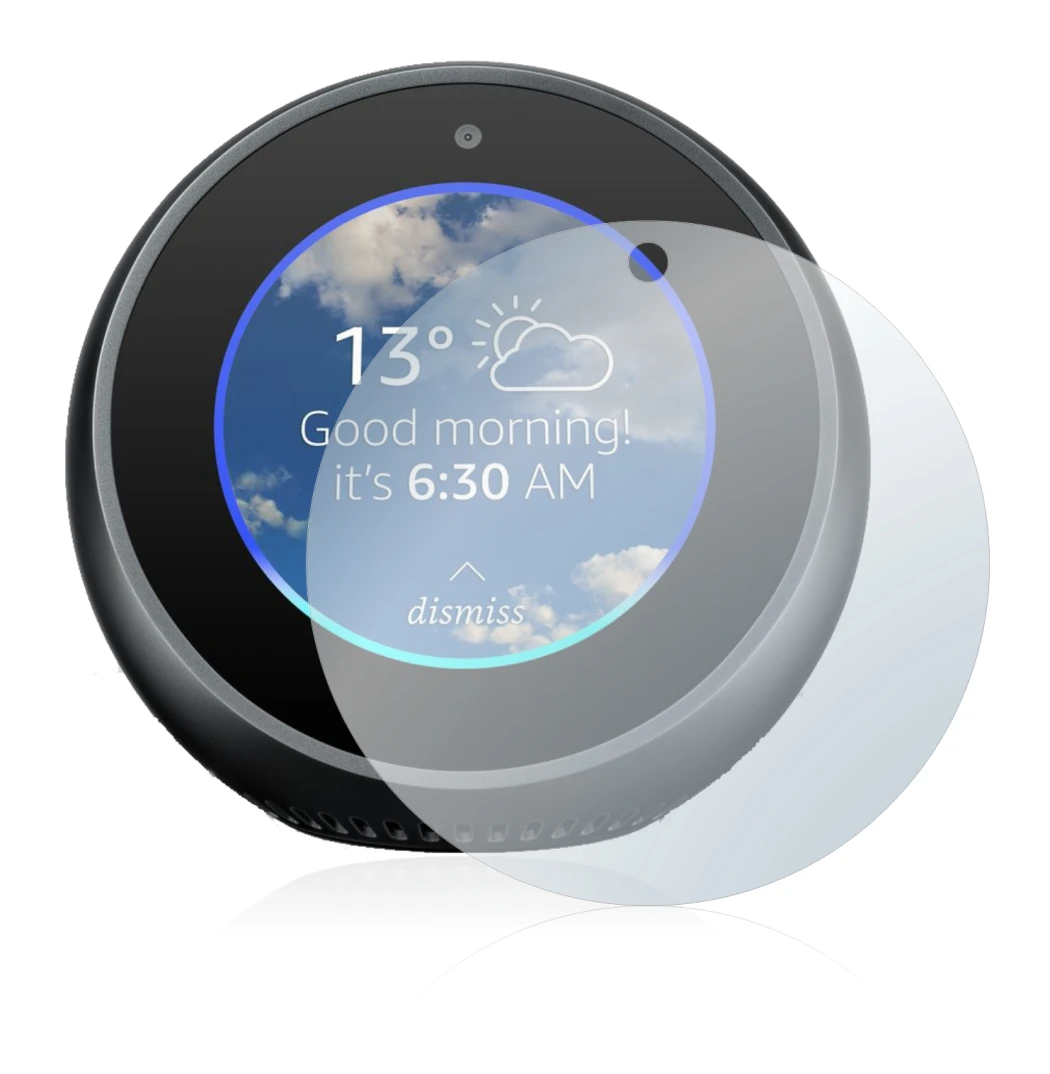Image of the device Amazon Echo Spot with a wide variety of screen protectors.