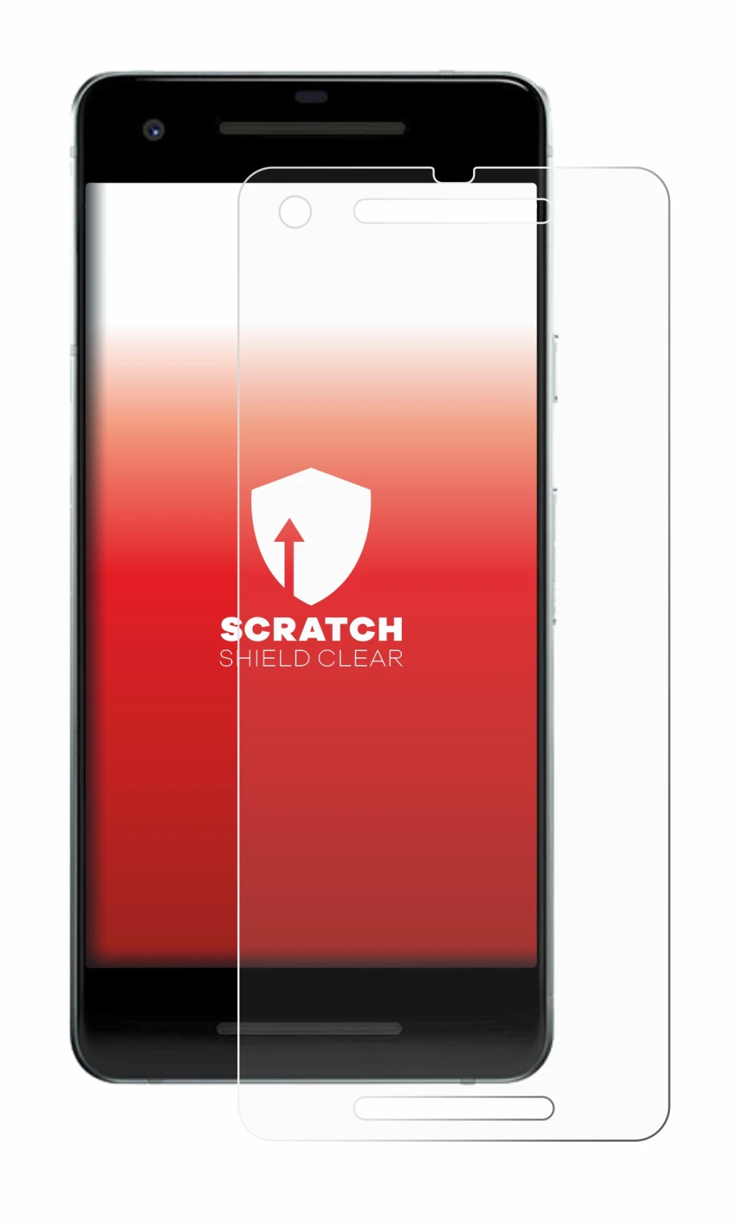 Image of the device Google Pixel 2 with a wide variety of screen protectors.