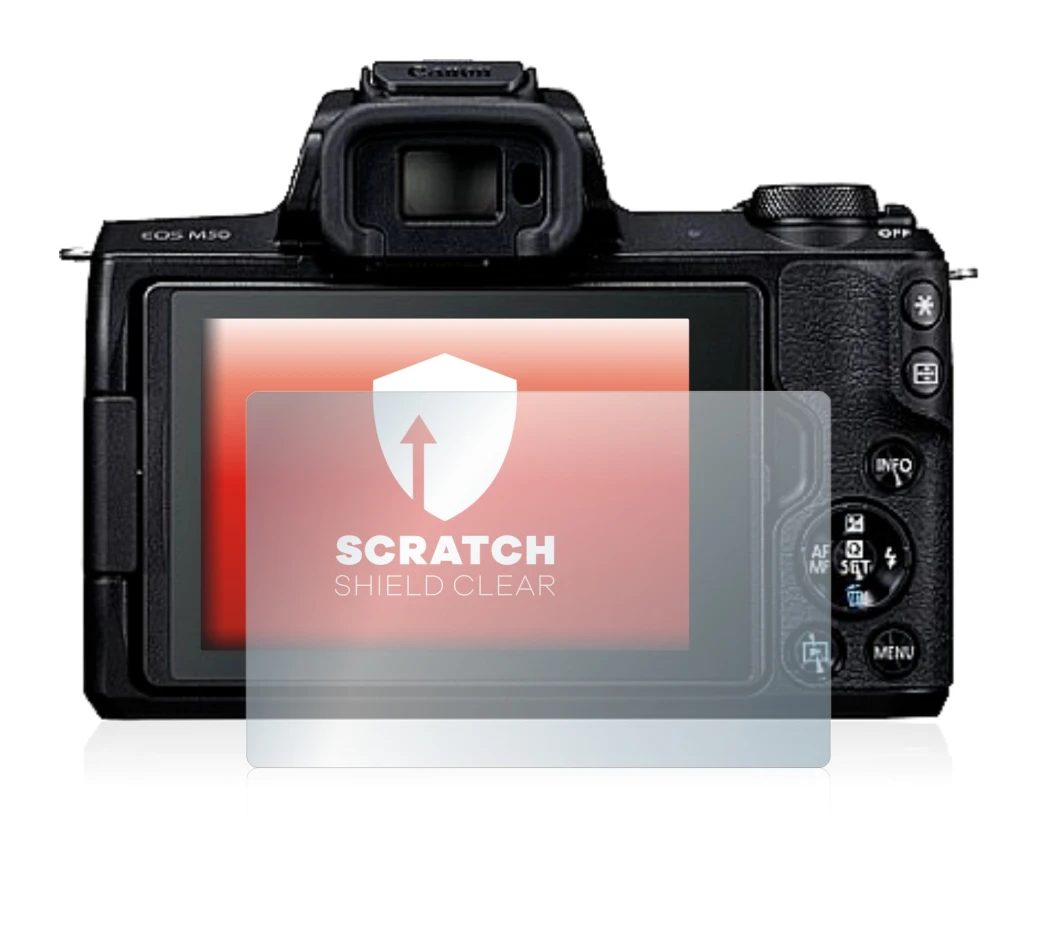 Image of the device Canon EOS M50 with a wide variety of screen protectors.