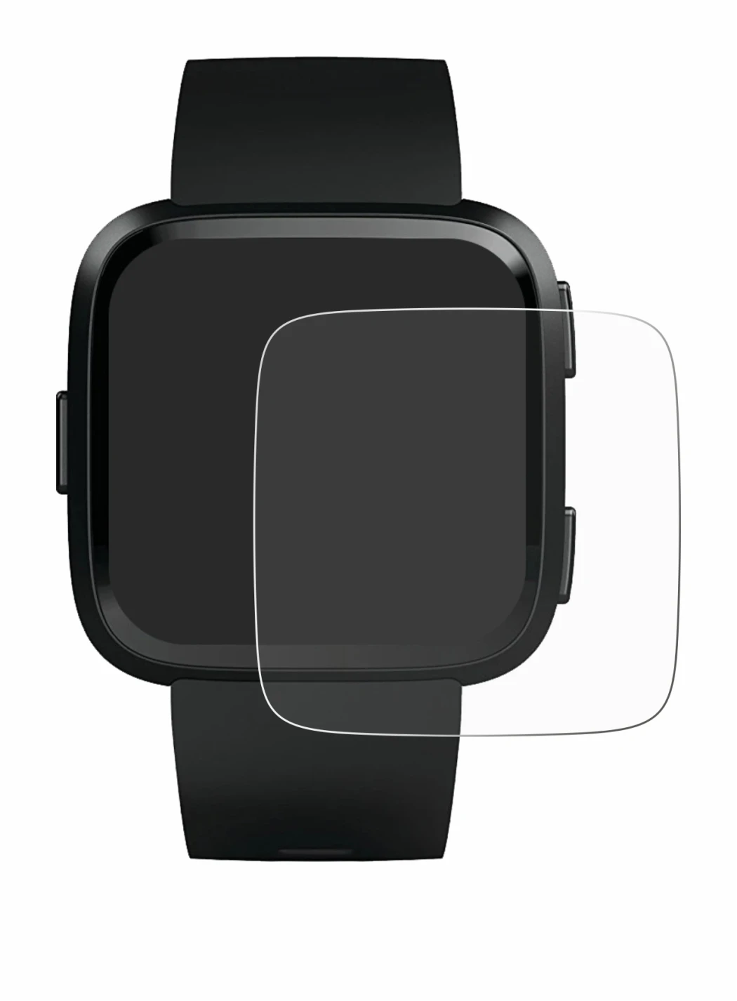 Image of the device Fitbit Versa with a wide variety of screen protectors.