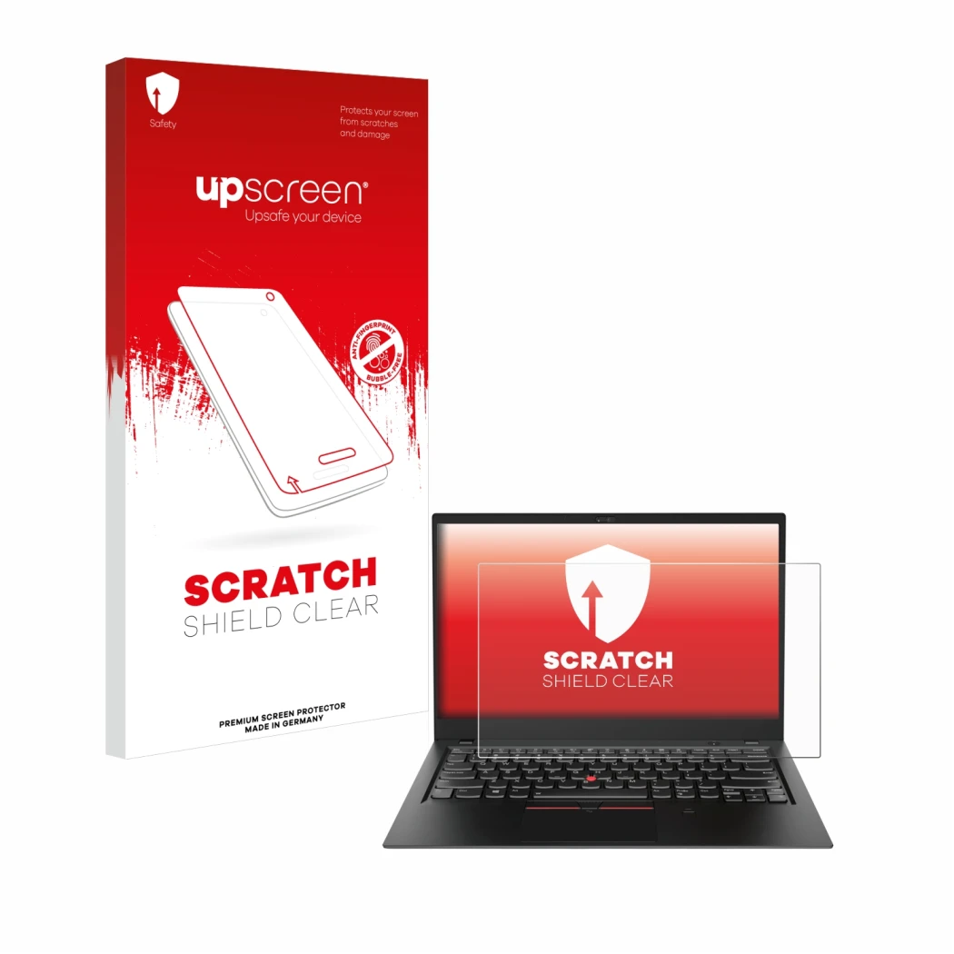 Front side of a product packaging with the brand logo upscreen. Next to it is the device Lenovo ThinkPad X1 Carbon (6th. Gen.)