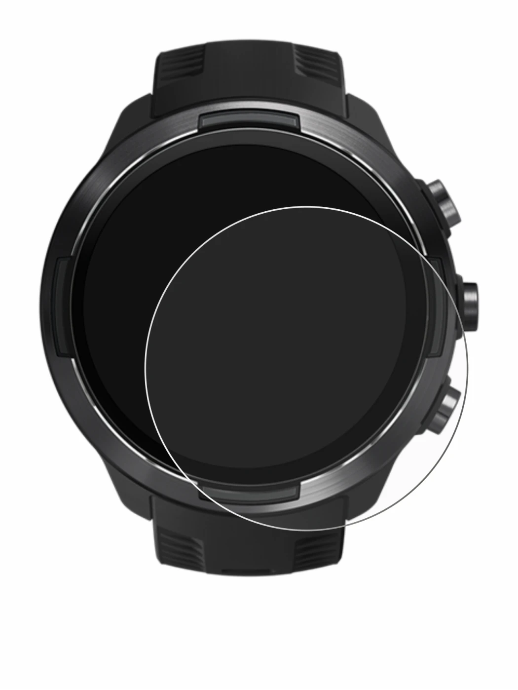 Image of the device Suunto 9 with a wide variety of screen protectors.