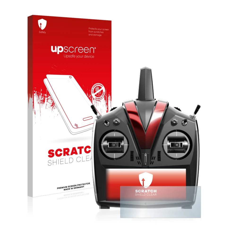 Front side of a product packaging with the brand logo upscreen. Next to it is the device VBar Control Touch shown with the cor