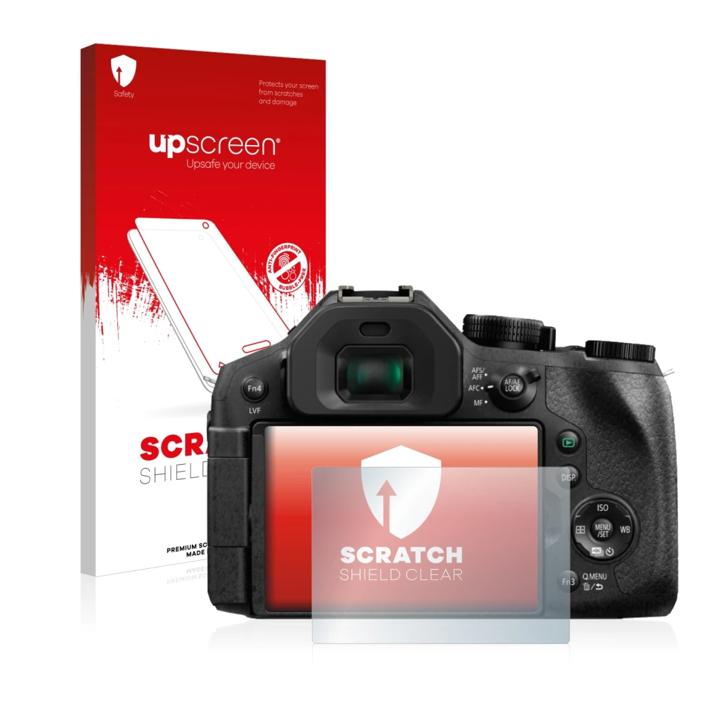 Front side of a product packaging with the brand logo upscreen. Next to it is the device Panasonic Lumix DMC-FZ330 shown with
