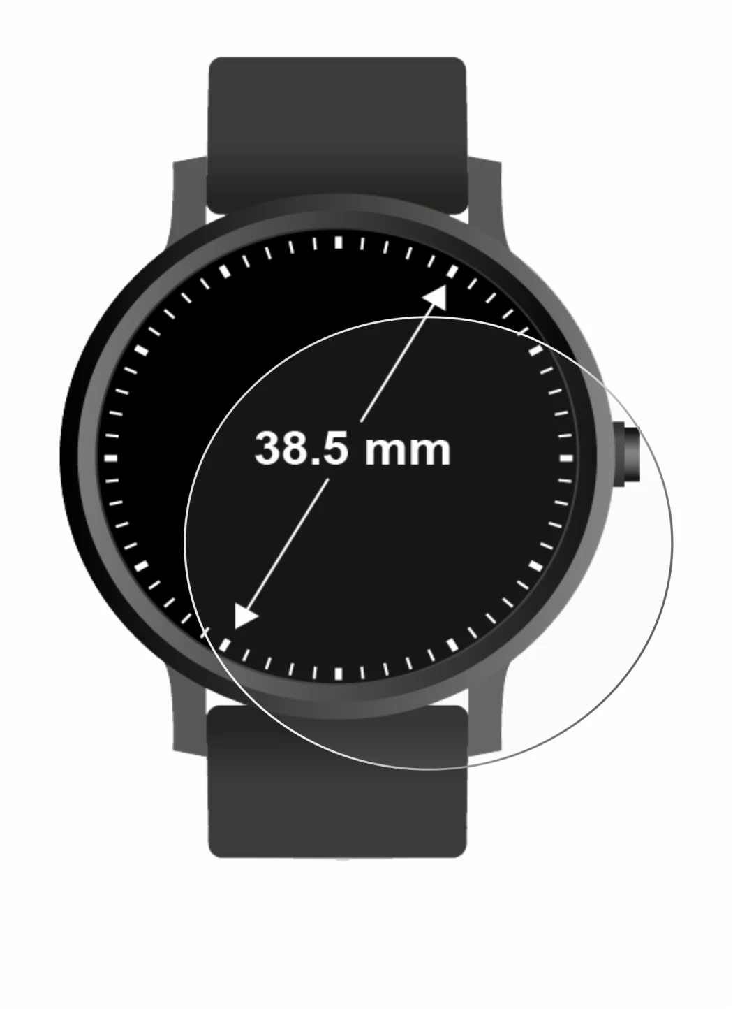 Image of the device Watches (Circular, ø: 38.5 mm) with a wide variety of screen protectors.