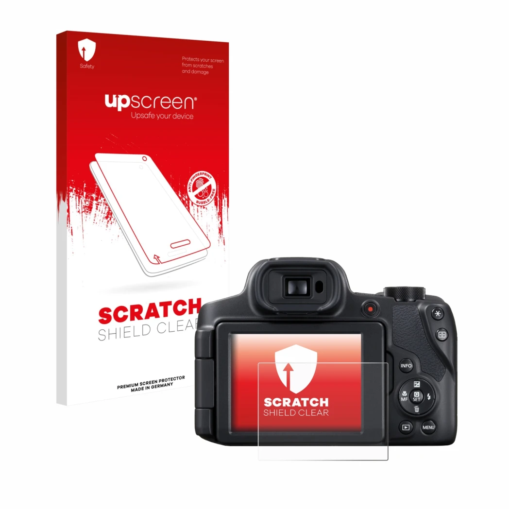 Front side of a product packaging with the brand logo upscreen. Next to it is the device Canon PowerShot SX70 HS shown with th
