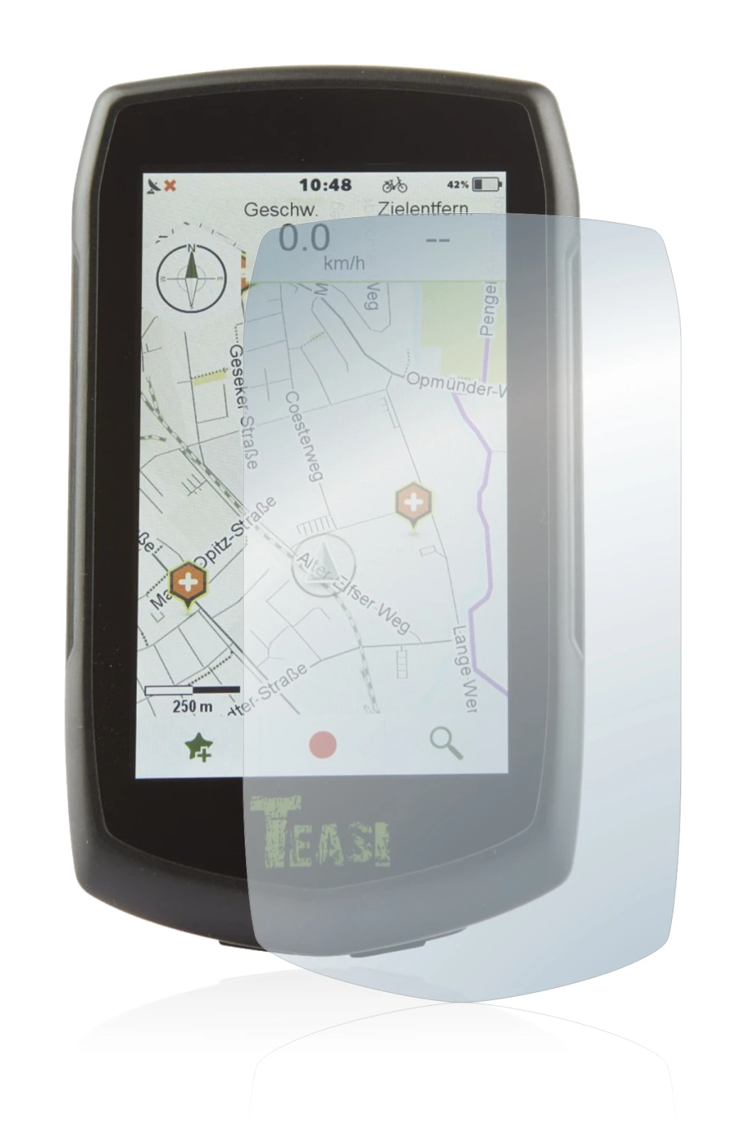 Image of the device A-Rival Teasi One4 with a wide variety of screen protectors.