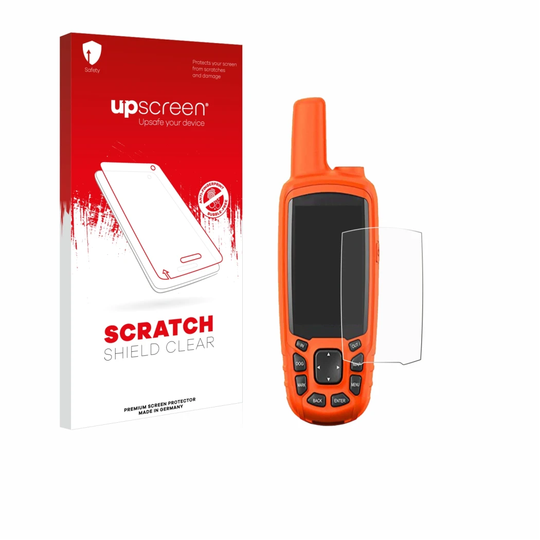 Front side of a product packaging with the brand logo upscreen. Next to it is the device Garmin Astro 430 shown with the corre