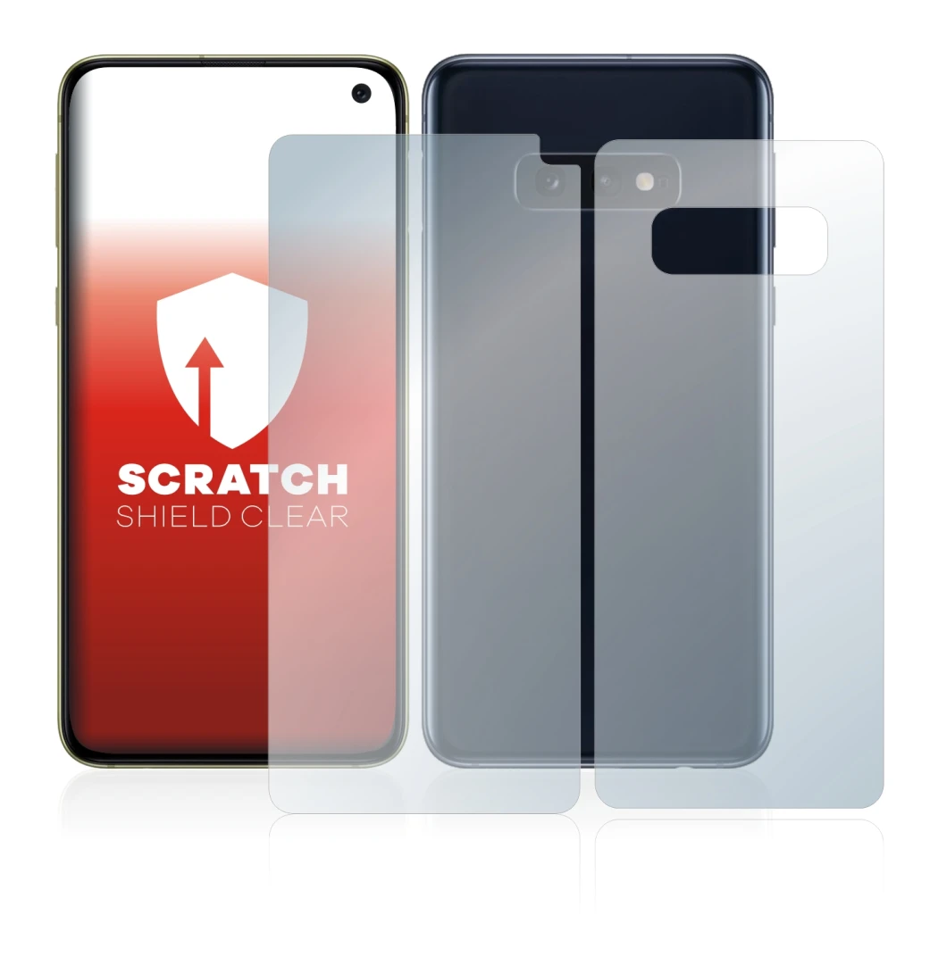 Image of the device Samsung Galaxy S10e (Front+Back) with a wide variety of screen protectors.