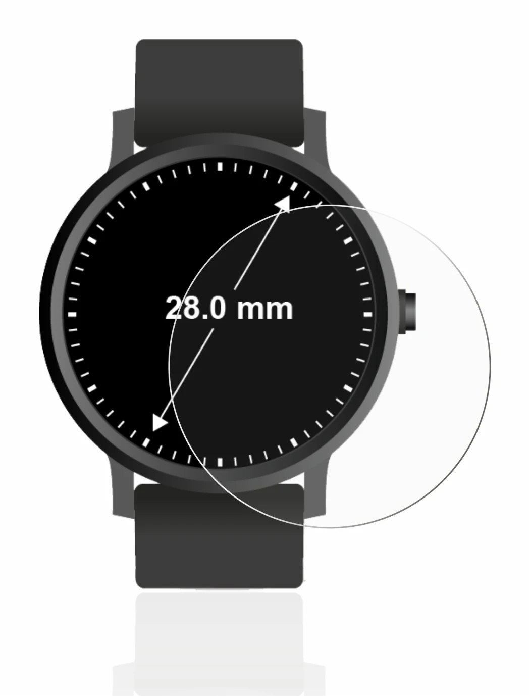 Image of the device Circular Displays (ø: 28 mm) with a wide variety of screen protectors.