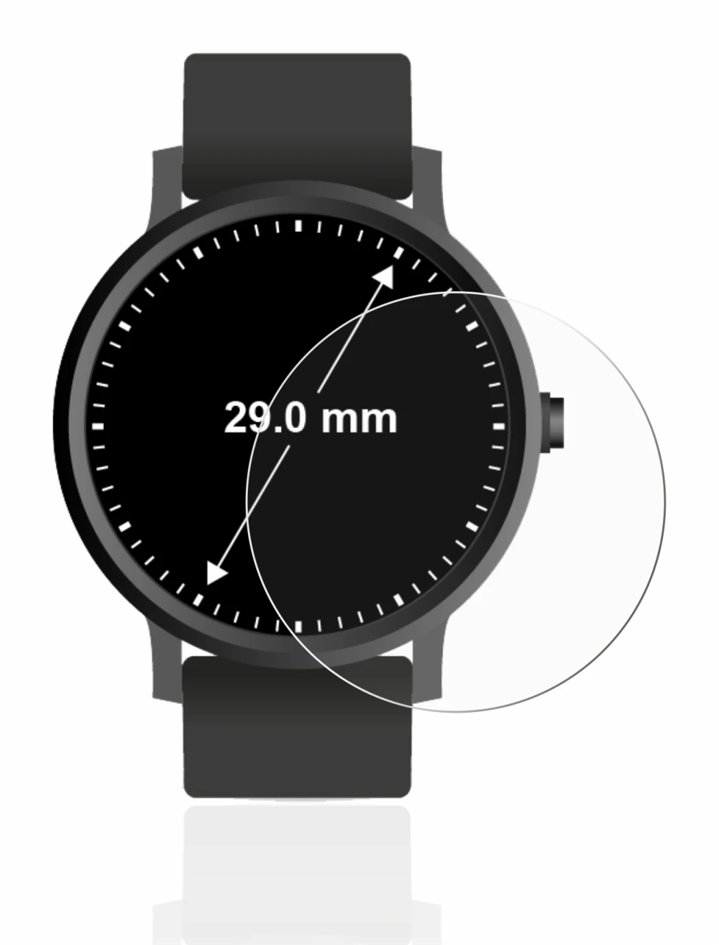 Image of the device Circular Displays (ø: 29 mm) with a wide variety of screen protectors.