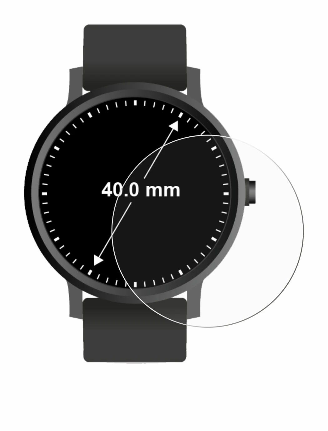 Image of the device Circular Displays (ø: 40 mm) with a wide variety of screen protectors.