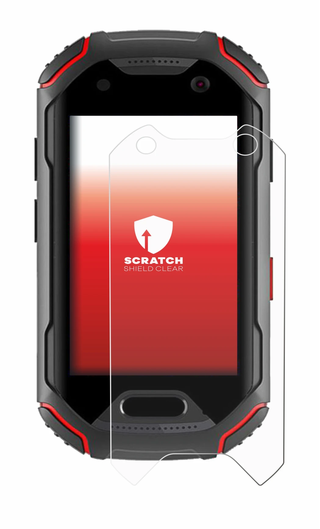 Image of the device Unihertz Atom with a wide variety of screen protectors.