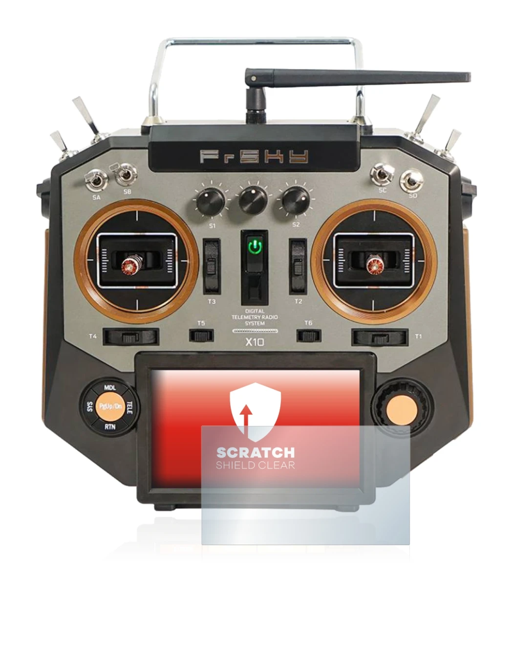 Image of the device FrSky Horus X10 with a wide variety of screen protectors.