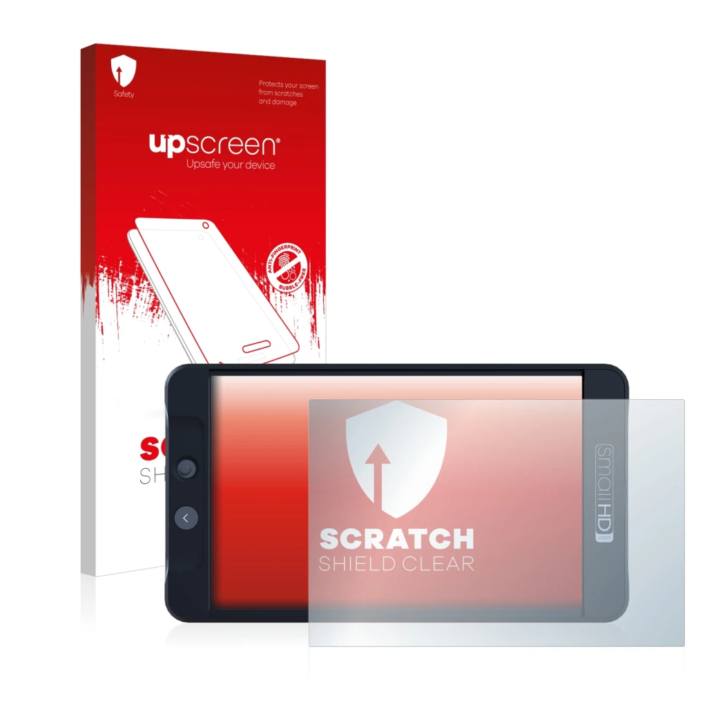 Front side of a product packaging with the brand logo upscreen. Next to it is the device SmallHD 702 Black shown with the corr