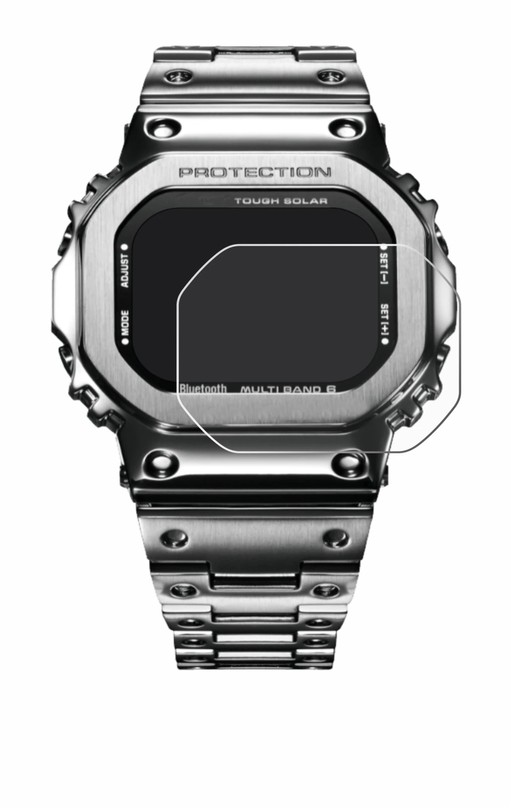 Image of the device Casio G-Shock GMW-B5000D-1ER with a wide variety of screen protectors.