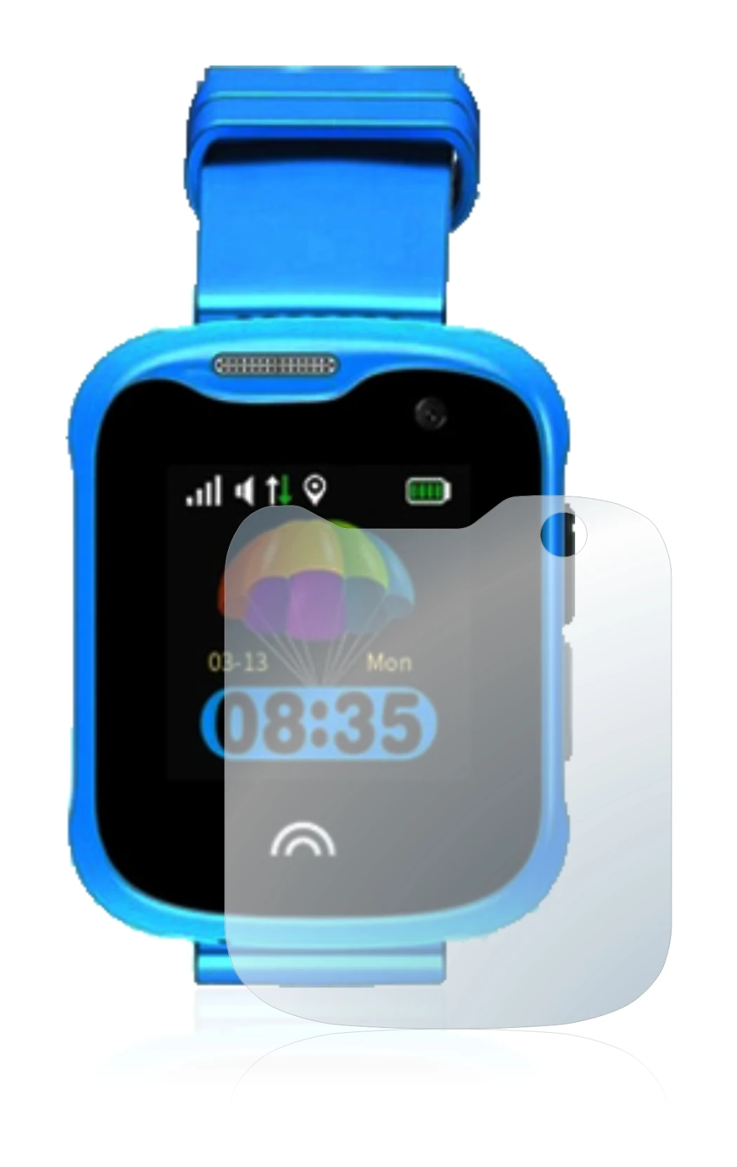 Image of the device KiDSnav Ultra with a wide variety of screen protectors.