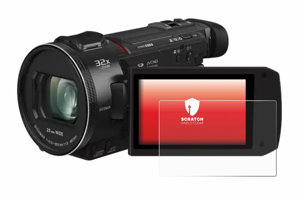 Image of the device Panasonic HC-VXF11 with a wide variety of screen protectors.