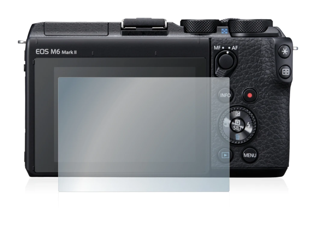 Image of the device Canon EOS M6 Mark II with a wide variety of screen protectors.
