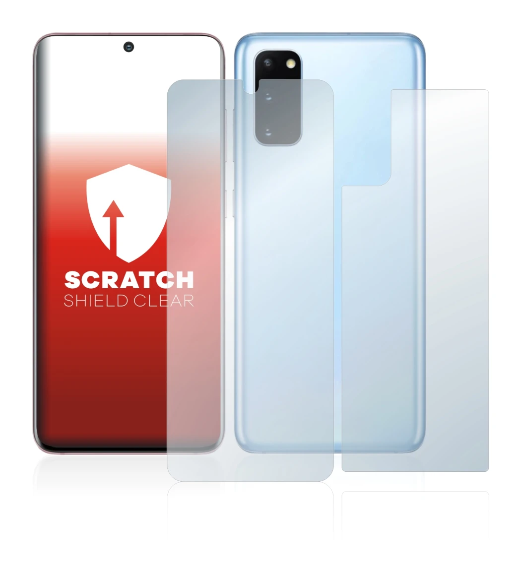 Image of the device Samsung Galaxy S20 (Front+Back) with a wide variety of screen protectors.