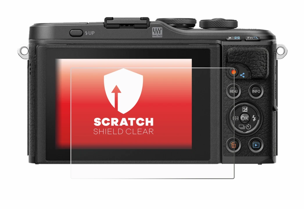 Image of the device Olympus PEN E-PL10 with a wide variety of screen protectors.