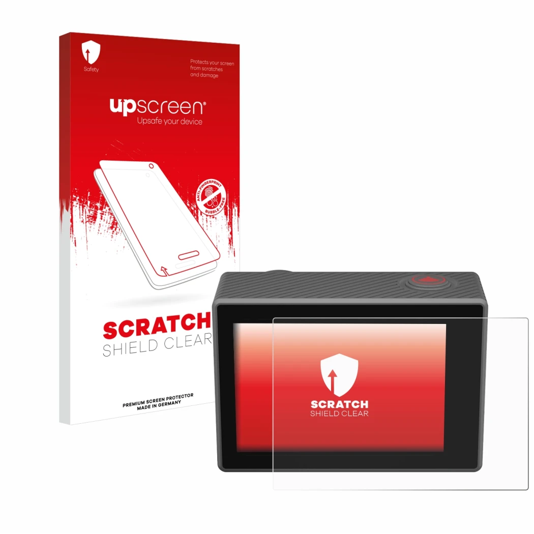 Front side of a product packaging with the brand logo upscreen. Next to it is the device Akaso V50 Elite shown with the corres