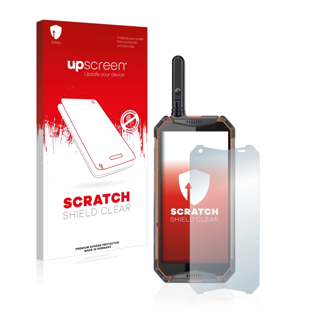 Front side of a product packaging with the brand logo upscreen. Next to it is the device Ulefone Armor 3w shown with the corre