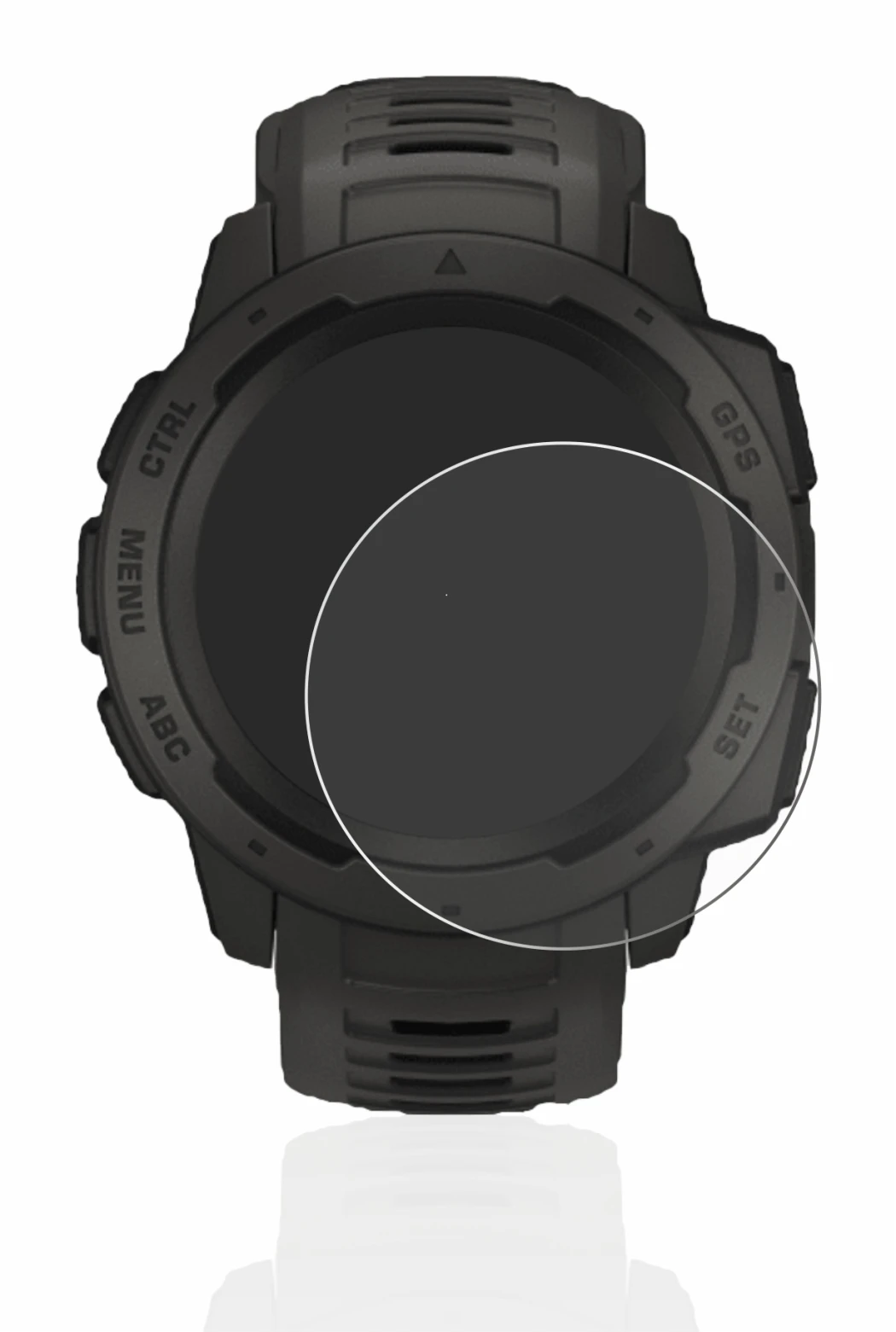Image of the device Garmin Instinct Solar with a wide variety of screen protectors.